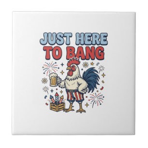 Grappig Patriotische Haan Vuurwerk Bier Shirt Ontw Tegeltje