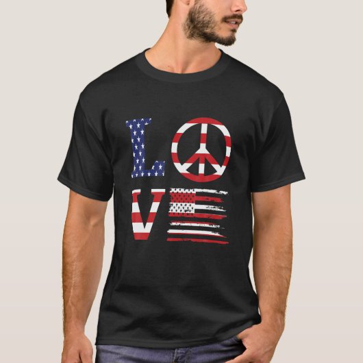 Grappig patriottisch 4 juli liefde Amerikaanse vla T-shirt (Voorkant)