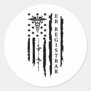 Grappig Patriottisch Er Registrar Nurse Gift USA V Ronde Sticker