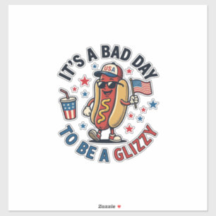 Grappig Patriottisch Hot Dog Vintage Gravure Shirt Sticker