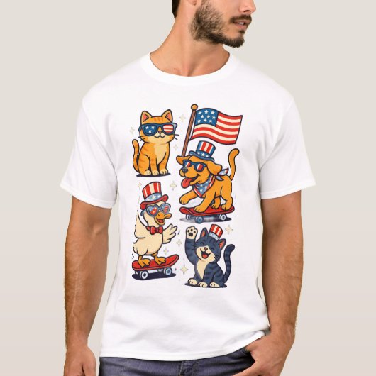 Grappig Patriottisch Huisdieren T-shirt Cool Hond, (Voorkant)