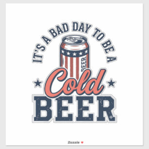 Grappig Patriottisch Koud Bier Vintage Vector T-sh Sticker