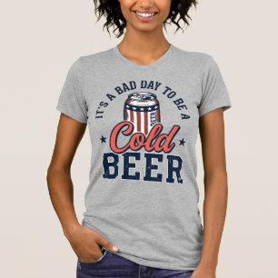 Grappig Patriottisch Koud Bier Vintage Vector T-sh T-shirt