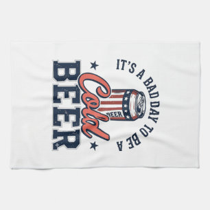 Grappig Patriottisch Koud Bier Vintage Vector T-sh Theedoek
