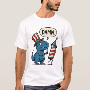 Grappig Patriottisch T-Rex-Vuurwerk Shirt Ontwerp_