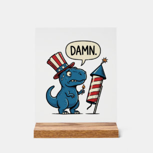 Grappig Patriottisch T-Rex-Vuurwerk Shirt Ontwerp_ Acryl Bord