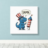 Grappig Patriottisch T-Rex-Vuurwerk Shirt Ontwerp_ Canvas Afdruk (Insitu (Houten vloer))