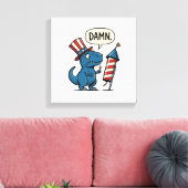 Grappig Patriottisch T-Rex-Vuurwerk Shirt Ontwerp_ Canvas Afdruk (Insitu (Woonkamer))