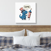Grappig Patriottisch T-Rex-Vuurwerk Shirt Ontwerp_ Canvas Afdruk (Insitu (Slaapkamer))