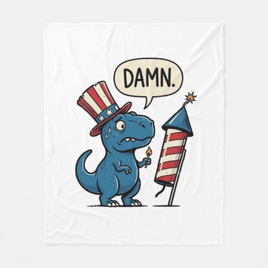 Grappig Patriottisch T-Rex-Vuurwerk Shirt Ontwerp_ Fleece Deken (Voorkant)