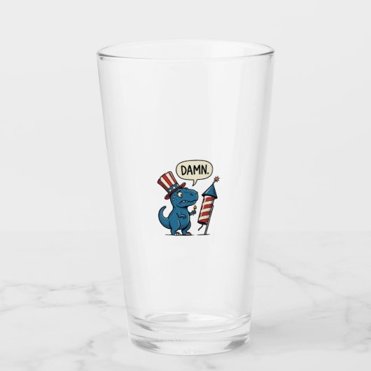 Grappig Patriottisch T-Rex-Vuurwerk Shirt Ontwerp_ Glas (Voorkant)