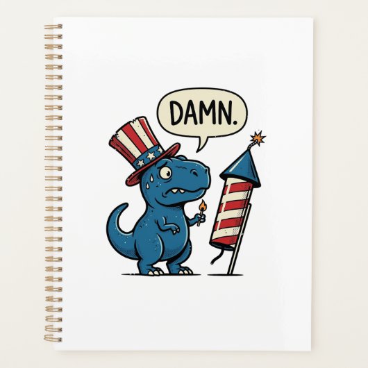 Grappig Patriottisch T-Rex-Vuurwerk Shirt Ontwerp_ Planner (Voorkant)