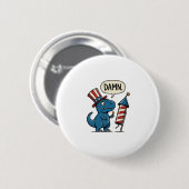 Grappig Patriottisch T-Rex-Vuurwerk Shirt Ontwerp_ Ronde Button 5,7 Cm (Voorkant /achterkant)
