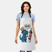 Grappig Patriottisch T-Rex-Vuurwerk Shirt Ontwerp_ Schort (Gedragen)