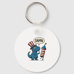 Grappig Patriottisch T-Rex-Vuurwerk Shirt Ontwerp_ Sleutelhanger
