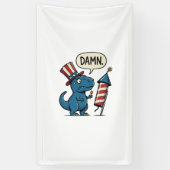 Grappig Patriottisch T-Rex-Vuurwerk Shirt Ontwerp_ Spandoek (Verticaal)