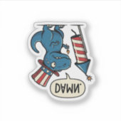Grappig Patriottisch T-Rex-Vuurwerk Shirt Ontwerp_ Sticker (Voorkant)