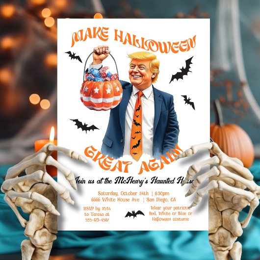 Grappig Patriottisch Trump Halloween-feest Kaart