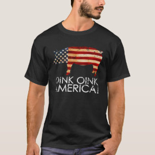 Grappig Patriottisch Varken T-shirt - Pink America