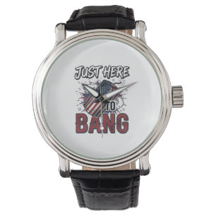 Grappig Patriottisch Vuurwerk Vintage 4 juli T-shi Horloge
