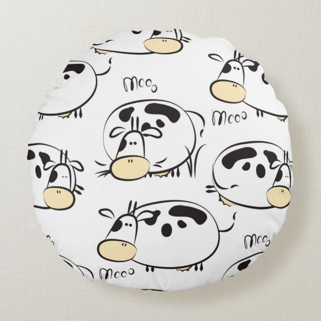 Grappig patroon met kinderlijke dieren.  clip- rond kussen (Voorkant)