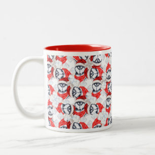 Grappig patroon van Siberische Husky met Kerst Tweekleurige Koffiemok