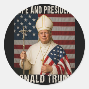 Grappig Paus Trump en President Donald Trump Ronde Sticker