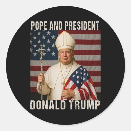 Grappig Paus Trump en President Donald Trump Ronde Sticker (Voorkant)