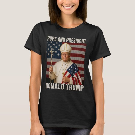 Grappig Paus Trump en President Donald Trump T-shirt (Voorkant)