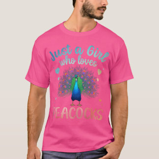 Grappig pauwontwerp voor vrouwen meisjes vogel pau t-shirt