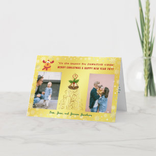 Grappig pawsitive Rudolph 2 foto's Letter Golden Feestdagen Kaart