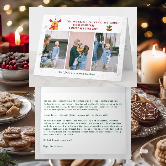 Grappig pawsitive Rudolph 3 foto's minimalistisch  Feestdagen Kaart