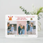 Grappig pawsitive Rudolph 3 foto's minimalistisch  Feestdagenkaart (Staand voorkant)