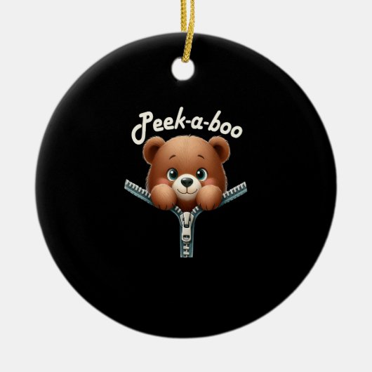 Grappig - Peekabo - Beer Keramisch Ornament (Voorkant)