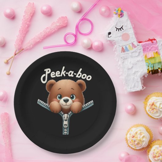 Grappig - Peekabo - Beer Papieren Bordje (Feest)