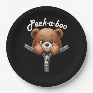 Grappig - Peekabo - Beer Papieren Bordje