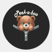 Grappig - Peekabo - Beer Ronde Sticker (Voorkant)
