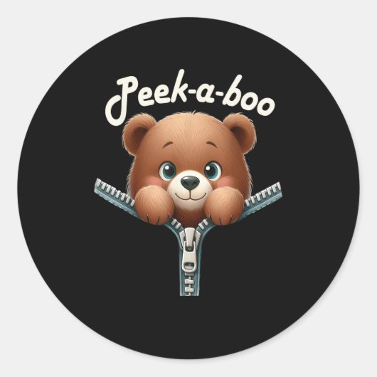 Grappig - Peekabo - Beer Ronde Sticker (Voorkant)