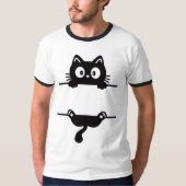 Grappig Peekaboo Cat T-shirt – Cool Casual stijl (Voorkant)