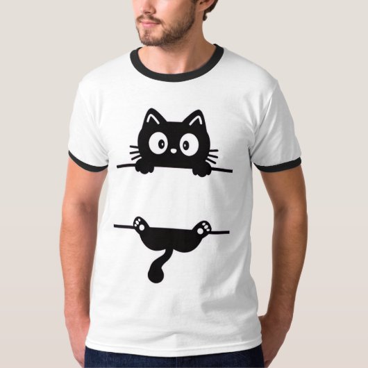 Grappig Peekaboo Cat T-shirt – Cool Casual stijl (Voorkant)