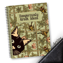 Grappig Peeking Cat William Morris Style Floral Notitieboek