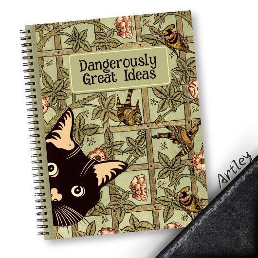 Grappig Peeking Cat William Morris Style Floral Notitieboek