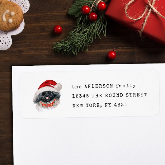 Grappig Pekinees Kersthond Retouradres Etiket