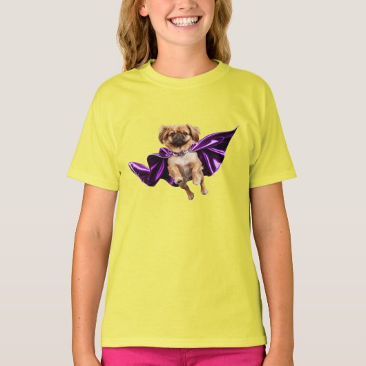Grappig Pekingese Superhelden Kinder T-Shirt (Voorkant)