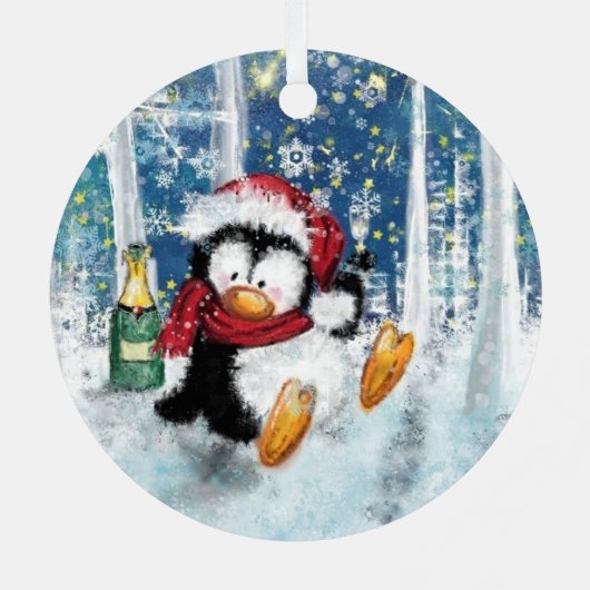 Grappig Penguin Kerstversiering Metalen Ornament (Achterkant)