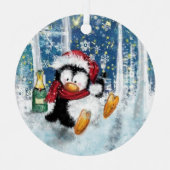 Grappig Penguin Kerstversiering Metalen Ornament (Voorkant)
