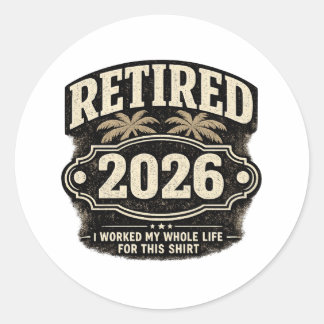 Grappig Pensioen 2026 Palmboom Retro Stijl I W... Ronde Sticker