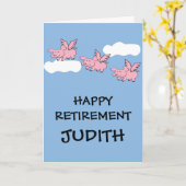 Grappig pensioen als varkens vliegen kaart (Gele Bloem)