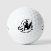 Grappig pensioen cadeau aangepaste naam golfkar on golfballen (Voorkant)