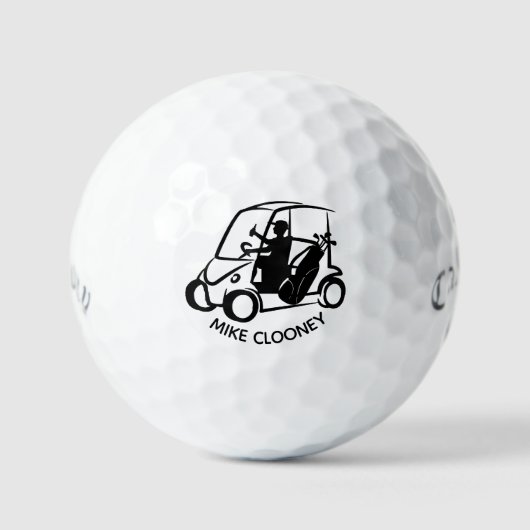 Grappig pensioen cadeau aangepaste naam golfkar on golfballen (Voorkant)
